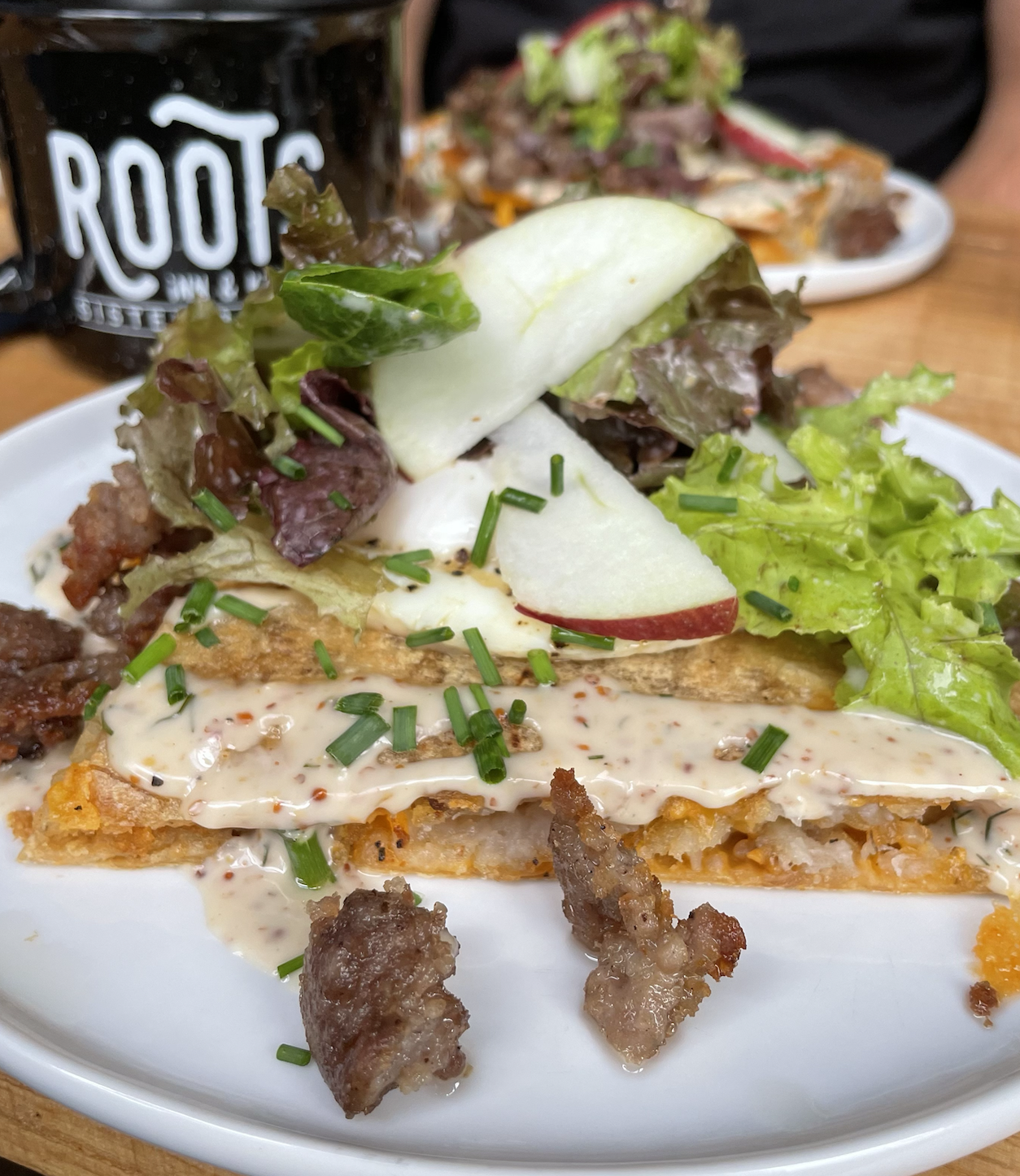 best breakfast in door county is at roots inn and kitchen, picture of gluten free quesadilla